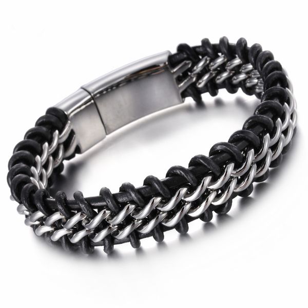 charm bracelets retro leather bracelet fashion 22cm stainless steel dubai gold color link chain men's wholesale jewelry gifts, Golden;silver
charm bracelets retro leather bracelet fashion 22cm stainless steel dubai gold color link chain men's wholesale jewelry gifts, Golden;silver