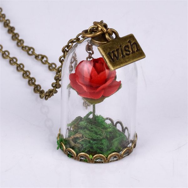 vintage jewelry with bronze plated little prince dried rose flower glass wish bottle pendant necklace for women party, Silver
vintage jewelry with bronze plated little prince dried rose flower glass wish bottle pendant necklace for women party, Silver