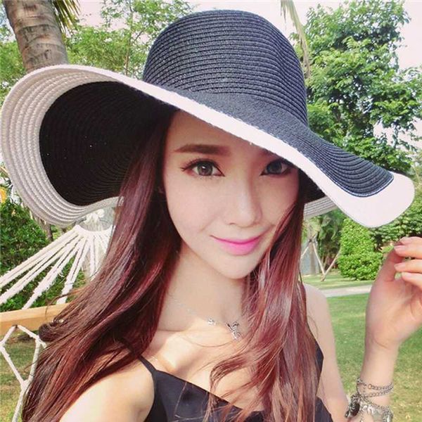 brand large brim floppy straw hat summer sun hat beach women foldable uv protection travel casual female, Blue;gray
brand large brim floppy straw hat summer sun hat beach women foldable uv protection travel casual female, Blue;gray