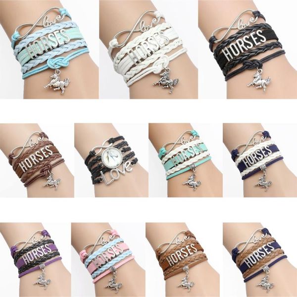 charm bracelets infinity love horses bracelet lucky horse leather wrap men & bangles for women jewelry drop, Golden;silver
charm bracelets infinity love horses bracelet lucky horse leather wrap men & bangles for women jewelry drop, Golden;silver