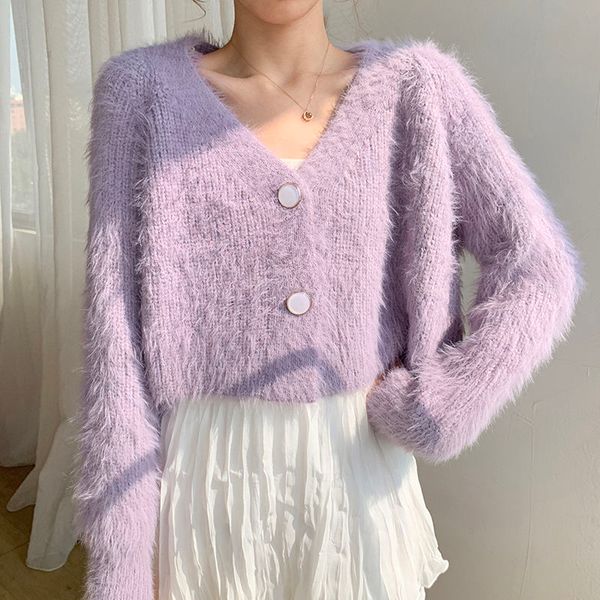 women's knits & tees jsxdhk fashion women violet knitting sweater cardigan 2021 autumn single breasted mohair soft v neck short coat, White
women's knits & tees jsxdhk fashion women violet knitting sweater cardigan 2021 autumn single breasted mohair soft v neck short coat, White