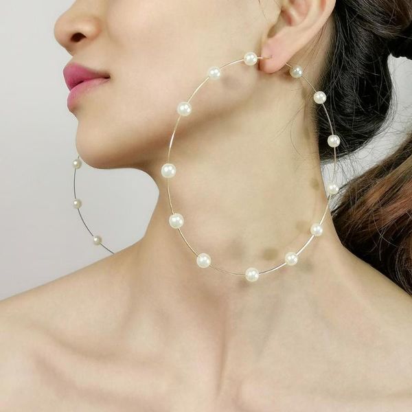 12cm oversized stainless steel wire hoop earrings large imitation pearl earrings for women statement big jewelry uken, Golden;silver
12cm oversized stainless steel wire hoop earrings large imitation pearl earrings for women statement big jewelry uken, Golden;silver
