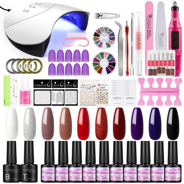 nail art kits coscelia 36w lamp with 10pc gel polish set tools for manicure base coat electric drill machine all
nail art kits coscelia 36w lamp with 10pc gel polish set tools for manicure base coat electric drill machine all