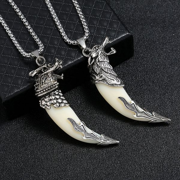 pendant necklaces ethnic style brave men wolf loong tooth spike necklace stainless steel male for warrior ceremony, Silver
pendant necklaces ethnic style brave men wolf loong tooth spike necklace stainless steel male for warrior ceremony, Silver