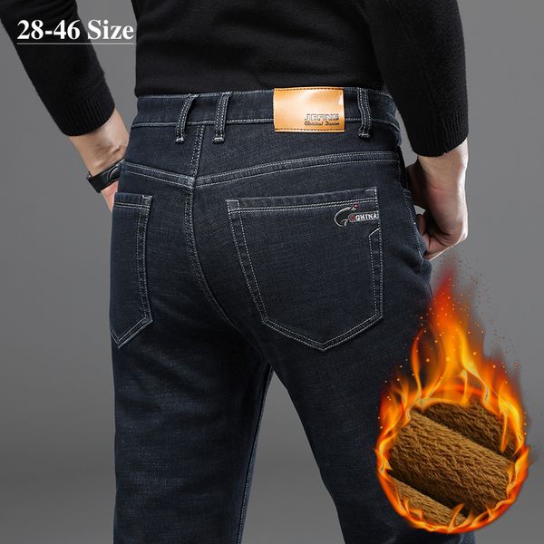 plus size 42 44 46 men's winter fleece jeans warm pants business casual thicken black denim trousers male brand clothes, Blue
plus size 42 44 46 men's winter fleece jeans warm pants business casual thicken black denim trousers male brand clothes, Blue