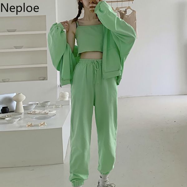 neploe 3 pieces set solid hooded-collar long sleeve drawstring elastic waist beam feet pants+camis fashion sweatsuits 1d205, Gray
neploe 3 pieces set solid hooded-collar long sleeve drawstring elastic waist beam feet pants+camis fashion sweatsuits 1d205, Gray