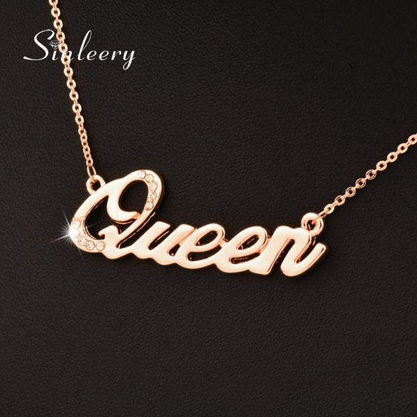 sinleery fashion queen letter pendant necklace for women rose gold color crystal short chain jewelry gifts xl331 ssk, Silver
sinleery fashion queen letter pendant necklace for women rose gold color crystal short chain jewelry gifts xl331 ssk, Silver
