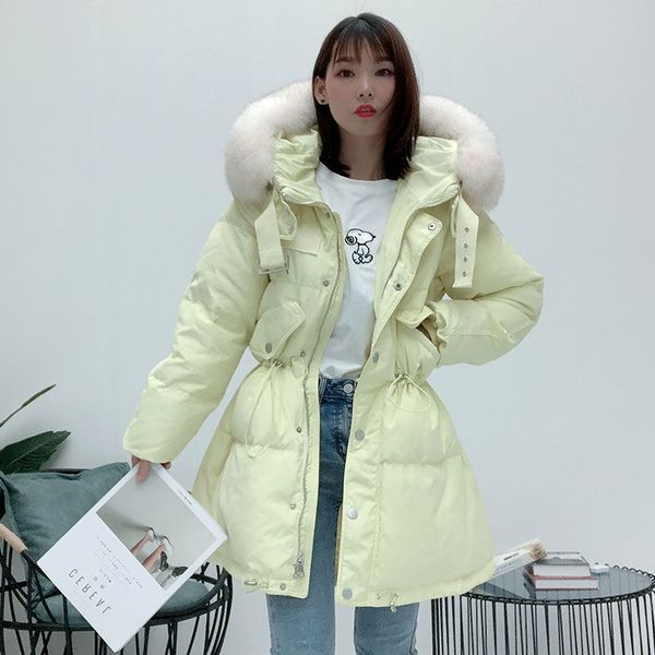 2020 new winter women big natural fur collar white duck down jacket female thick coat hooded elastic waist long parkas s200, Black
2020 new winter women big natural fur collar white duck down jacket female thick coat hooded elastic waist long parkas s200, Black