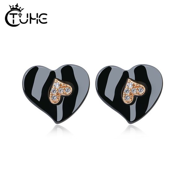 2020 rhinestone cute heart stud earrings for women cz crystal black ceramic stud earrings never fade fine jewelry gift, Golden;silver
2020 rhinestone cute heart stud earrings for women cz crystal black ceramic stud earrings never fade fine jewelry gift, Golden;silver