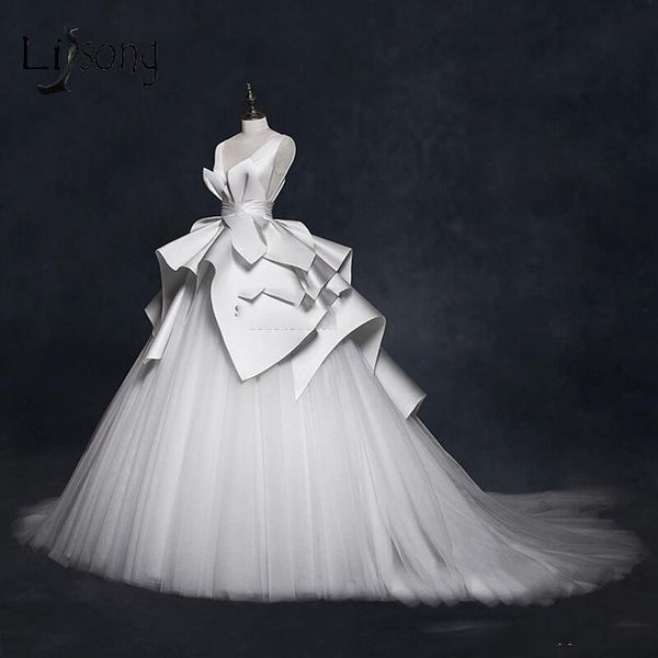 elegant satin and tulle wedding dresses backless lace up bridal gowns ruched sweep train wedding vestidos custom made ball go292m, White
elegant satin and tulle wedding dresses backless lace up bridal gowns ruched sweep train wedding vestidos custom made ball go292m, White