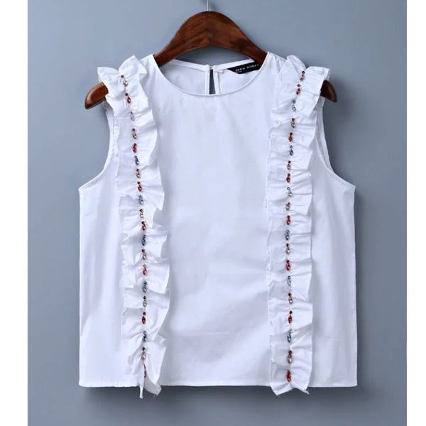 2020 women fashion vintage hand-made beading white blouses shirt brand sleeveless ruffle slim femininas blusas sb1015
2020 women fashion vintage hand-made beading white blouses shirt brand sleeveless ruffle slim femininas blusas sb1015