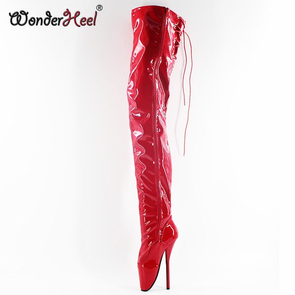 wonderheel new 18cm heel extreme high heel black patent women thigh high boots lace up at back crotch ballet boots
wonderheel new 18cm heel extreme high heel black patent women thigh high boots lace up at back crotch ballet boots