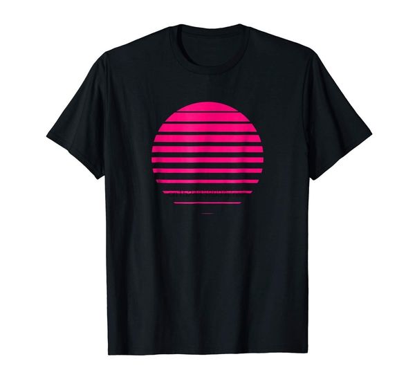 minimalist synthwave cotton printed black t-shirt
