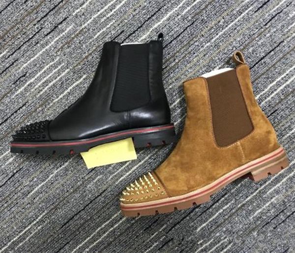 red bottoms man ankle boot luxury designer shoes spikes suede leather red sole calfskin rubber martin boots winter party wedding shoes 39-46, Black
red bottoms man ankle boot luxury designer shoes spikes suede leather red sole calfskin rubber martin boots winter party wedding shoes 39-46, Black