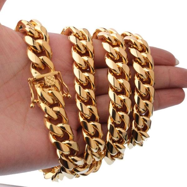 chains 15mm wide gold color for men's necklace or bracelet 7-40 inch stainless steel miami curb link chain jewelry, Silver
chains 15mm wide gold color for men's necklace or bracelet 7-40 inch stainless steel miami curb link chain jewelry, Silver