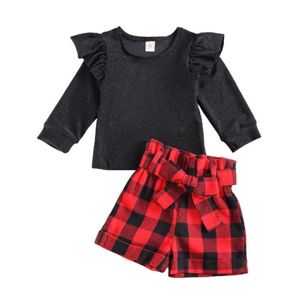 2020 fashion infant toddler kid girl clothes set ruffled long sleeve t-shirt + red plaid shorts 2pcs casual autumn outfits, White
2020 fashion infant toddler kid girl clothes set ruffled long sleeve t-shirt + red plaid shorts 2pcs casual autumn outfits, White