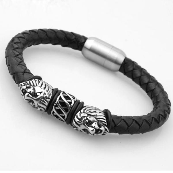 new punk stainless steel gold lion genuine leather bracelet men women charm bracelets bangles luxury jewelry pulseras, Black
new punk stainless steel gold lion genuine leather bracelet men women charm bracelets bangles luxury jewelry pulseras, Black