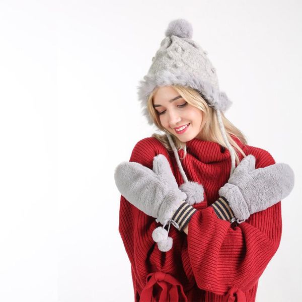 two plush ball decorations cute sweet wind women' winter gloves keep warmer plush thick gloves mittens#j8, Blue;gray
two plush ball decorations cute sweet wind women' winter gloves keep warmer plush thick gloves mittens#j8, Blue;gray