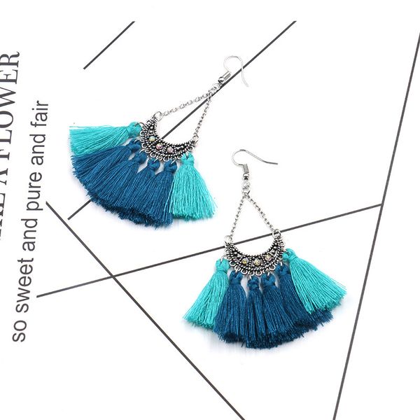 european and american exaggerated big tassel earrings bohemian geometric chain triangle earrings, Silver
european and american exaggerated big tassel earrings bohemian geometric chain triangle earrings, Silver