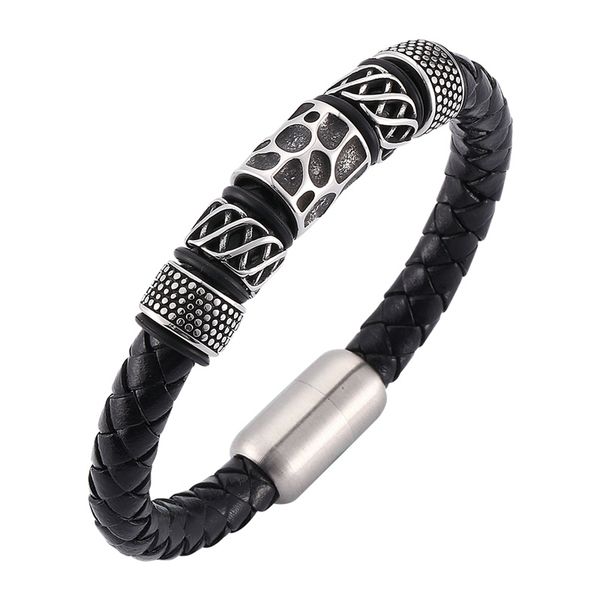new men jewelry black braided leather bracelet stainless steel magnetic clasp man bracelet rock party punk gifts c0090, Golden;silver
new men jewelry black braided leather bracelet stainless steel magnetic clasp man bracelet rock party punk gifts c0090, Golden;silver