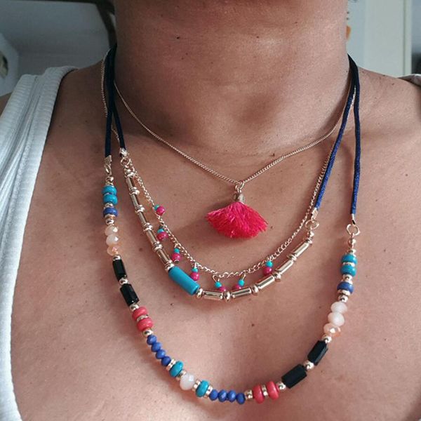 pendant necklaces bohemian colorful bead choker necklace statement collar chain for women jewelry, Silver
pendant necklaces bohemian colorful bead choker necklace statement collar chain for women jewelry, Silver