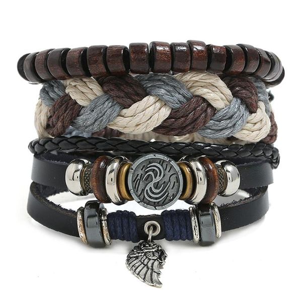 charm bracelets men's accessories vintage woven leather bracelet diy three-piece combination rope, Golden;silver
charm bracelets men's accessories vintage woven leather bracelet diy three-piece combination rope, Golden;silver