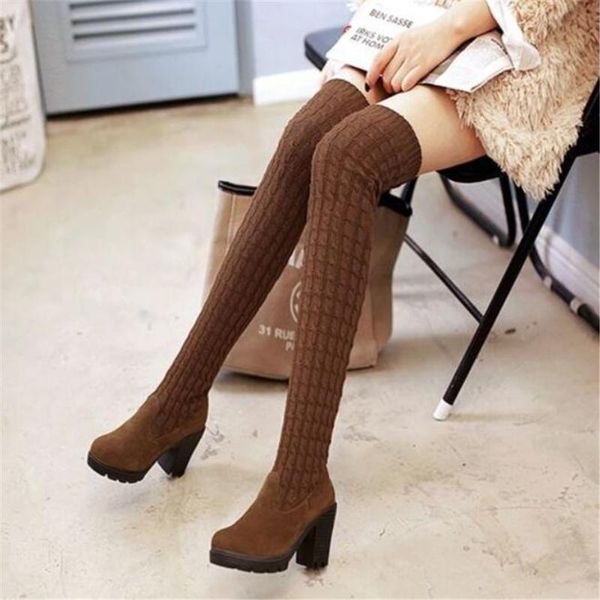 boots women's knee-length chunky heel knitted stretch thigh high winter women zapatos de mujer shoes, Black
boots women's knee-length chunky heel knitted stretch thigh high winter women zapatos de mujer shoes, Black