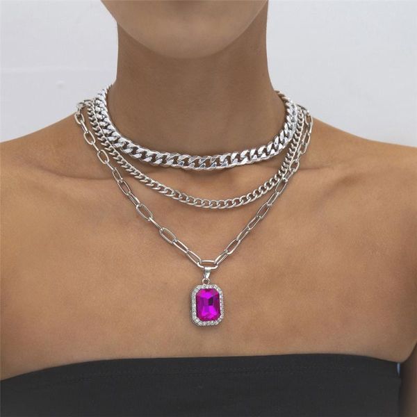 fashion multilayer square purpel crystal pendant necklace silver color cuban link chain choker necklace punk jewelry gift
fashion multilayer square purpel crystal pendant necklace silver color cuban link chain choker necklace punk jewelry gift