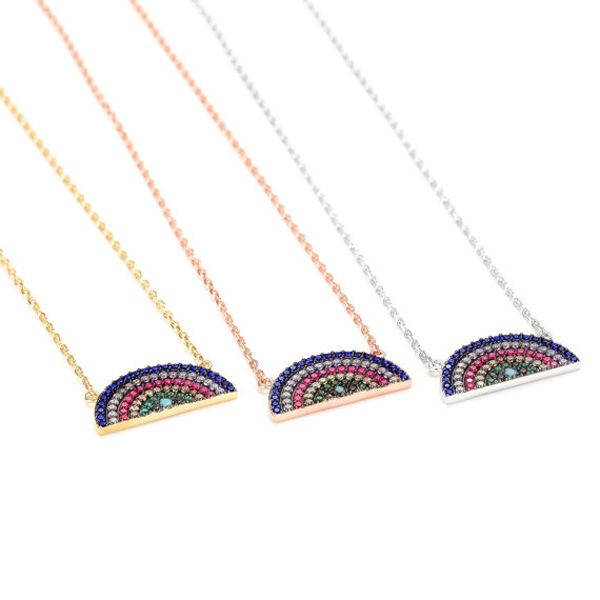 fashion charm geometric semicircle pendant necklace like watermelon shape paved mini rainbow cz tiny chain connect funny jewelry, Silver
fashion charm geometric semicircle pendant necklace like watermelon shape paved mini rainbow cz tiny chain connect funny jewelry, Silver