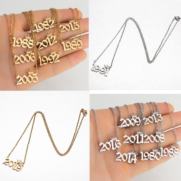 2020 new birth years necklace,initial year number crown pendant necklace for women girls birthday gift stainless steel charm necklace, Silver
2020 new birth years necklace,initial year number crown pendant necklace for women girls birthday gift stainless steel charm necklace, Silver