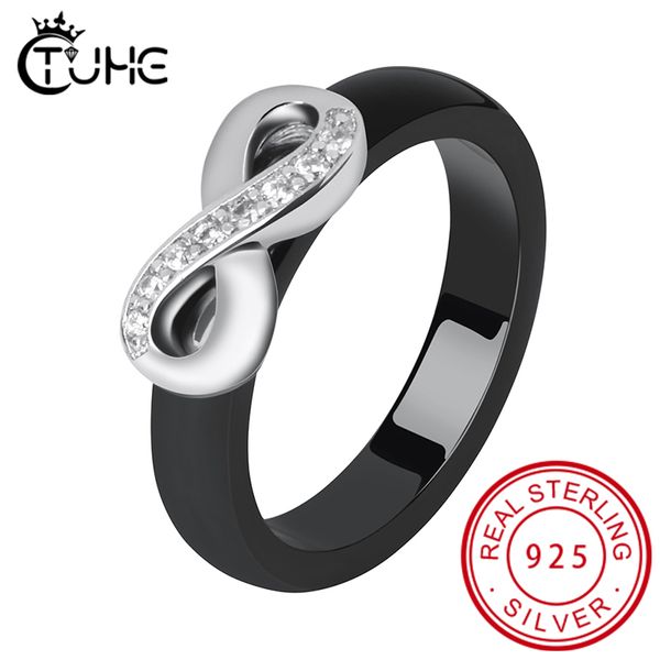 925 elegant rings women 4mm black white ceramic ring india stone crystal infinity comfort wedding rings engagement brand jewelry, Golden;silver
925 elegant rings women 4mm black white ceramic ring india stone crystal infinity comfort wedding rings engagement brand jewelry, Golden;silver