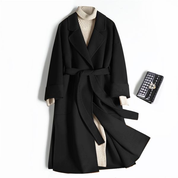 double-faced cashmere coat women's long section wool coat over the knee loose large size 2020 winter new female cc10232, Black
double-faced cashmere coat women's long section wool coat over the knee loose large size 2020 winter new female cc10232, Black