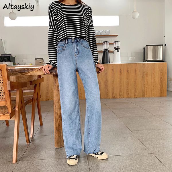 wide leg jeans women long solid denim simple loose all-match womens trousers korean style ulzzang elegant females fashion casual, Blue 
wide leg jeans women long solid denim simple loose all-match womens trousers korean style ulzzang elegant females fashion casual, Blue