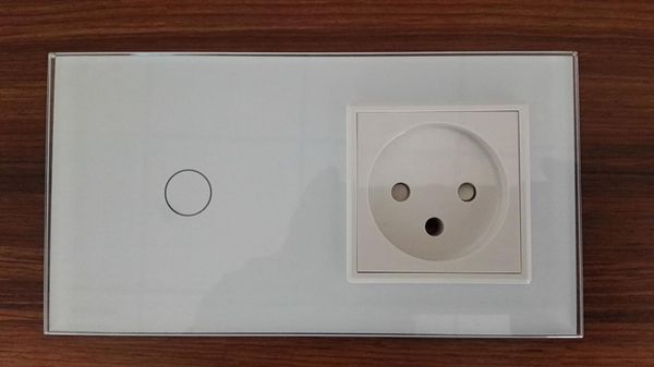 

smart home control livolo eu standard + israel power socket, white crystal glass panel, ac 100~250v 16a wall