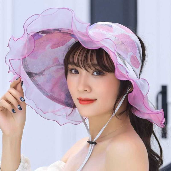 wide brim hats myzoper 2021 fashion printing empty hat women's casual tide adjustable ruffle summer cap, Blue;gray
wide brim hats myzoper 2021 fashion printing empty hat women's casual tide adjustable ruffle summer cap, Blue;gray