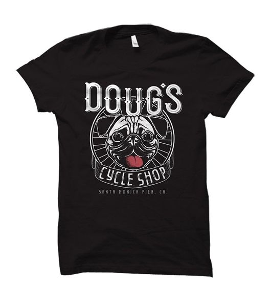 2019 fashion doug's cycle shop santa monica pier t-shirt tee shirt