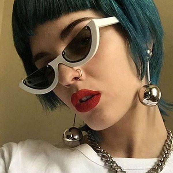 sunglasses cat eye women unique half framebrand designer fashion ladies pink tint clear lens shades for, White;black
sunglasses cat eye women unique half framebrand designer fashion ladies pink tint clear lens shades for, White;black
