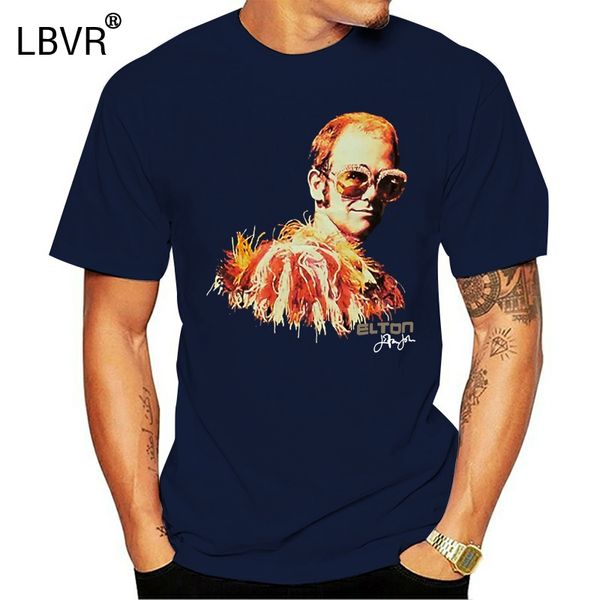 elton john big glasses classic glam black t shirt new official men summer t-shirt
