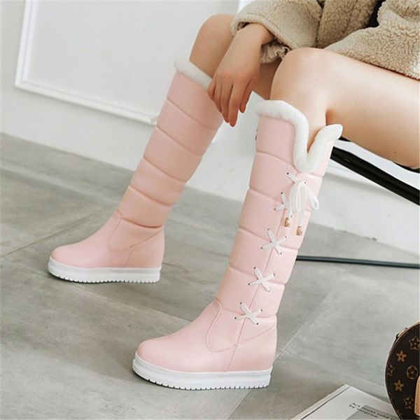 boots pxelena knee high snow women winter warm plush thick fur riding hidden heel shoes black white pink plus size 34-43
boots pxelena knee high snow women winter warm plush thick fur riding hidden heel shoes black white pink plus size 34-43