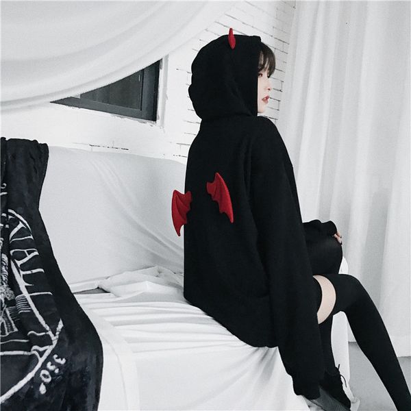 2020 autumn punk gothic devil horn hooded sweatshirt women winter warm loose harajuku sweatshirt outdoor cute hoodies pullover, Black
2020 autumn punk gothic devil horn hooded sweatshirt women winter warm loose harajuku sweatshirt outdoor cute hoodies pullover, Black