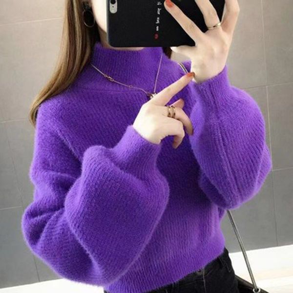 short sweater purple solid kawaii soft woolen winter girls mohair autumn pullover lantern sleeves loose cashmere velvet knitted, White;black
short sweater purple solid kawaii soft woolen winter girls mohair autumn pullover lantern sleeves loose cashmere velvet knitted, White;black
