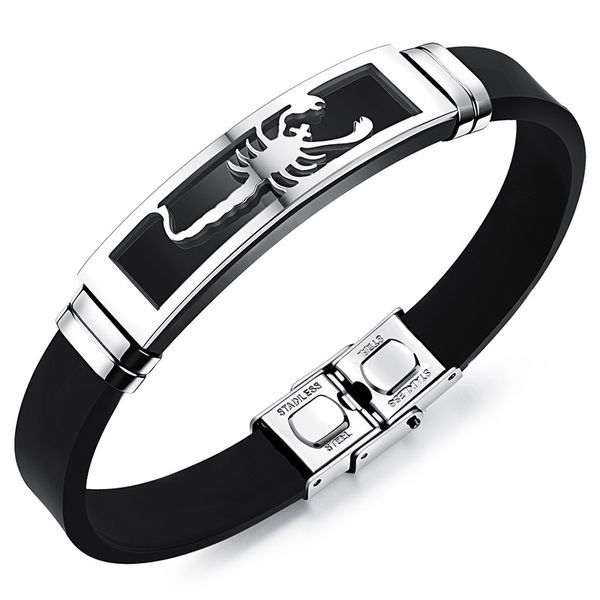 charm bracelets black punk scorpion stainless steel leather bracelet for men jewelry vintage male accessories, Golden;silver
charm bracelets black punk scorpion stainless steel leather bracelet for men jewelry vintage male accessories, Golden;silver