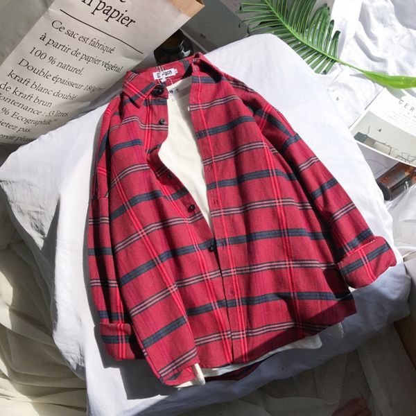 spring and autumn new plaid men's and women's long sleeve korean hipster chic-inch shirt bf loose shirt igzas, Blue
spring and autumn new plaid men's and women's long sleeve korean hipster chic-inch shirt bf loose shirt igzas, Blue