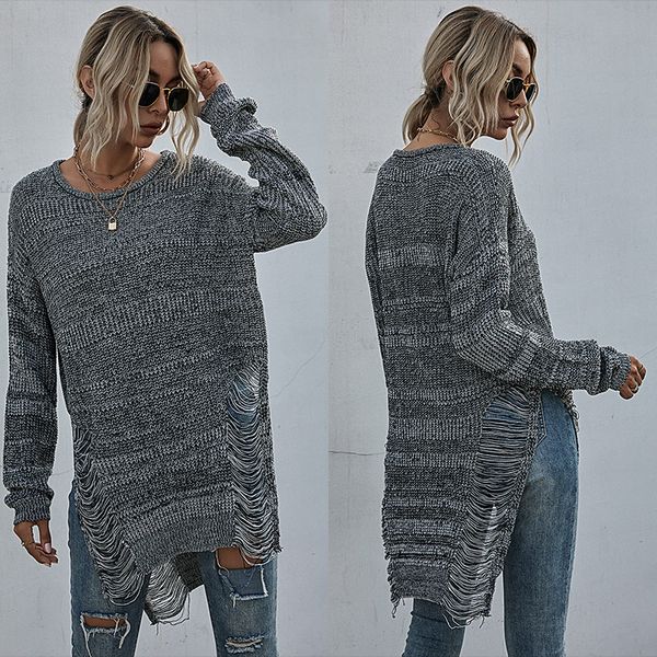 autumn / winter 2020 round neck perforated hollow crochet sweater loose long sleeve knitted sweater for women, White;black
autumn / winter 2020 round neck perforated hollow crochet sweater loose long sleeve knitted sweater for women, White;black