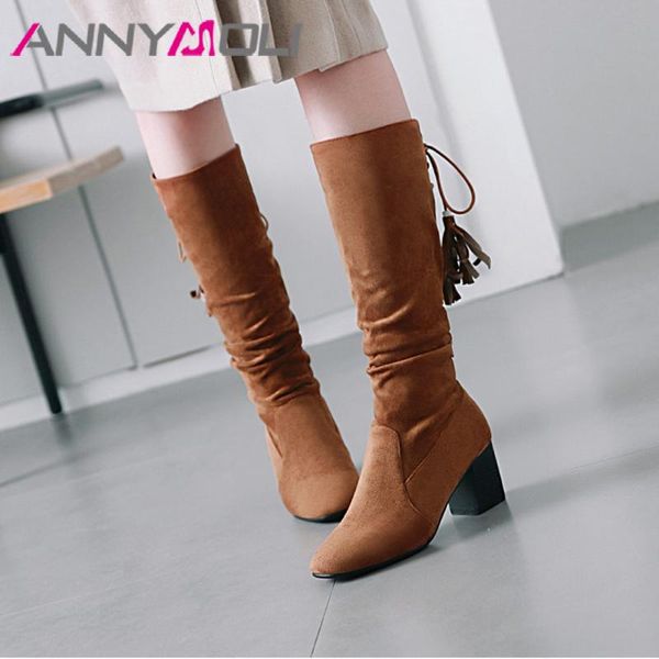 annymoli winter women boots tassel mid calf boots ladies thick heels pleated western lace up bow footwear brown 43, Black
annymoli winter women boots tassel mid calf boots ladies thick heels pleated western lace up bow footwear brown 43, Black