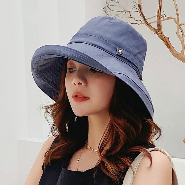 summer new style solid color double rivet big eaves sun hat cotton fashion wild fisherman hat female, Blue;gray
summer new style solid color double rivet big eaves sun hat cotton fashion wild fisherman hat female, Blue;gray