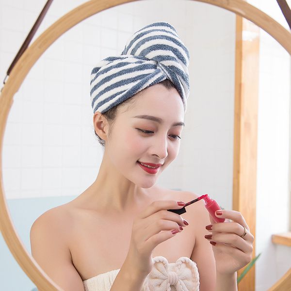 2pcs/set cute thicken striped shower cap dry hair cap absorbent quick-drying turban hair towel soft hooded towel home textile
2pcs/set cute thicken striped shower cap dry hair cap absorbent quick-drying turban hair towel soft hooded towel home textile