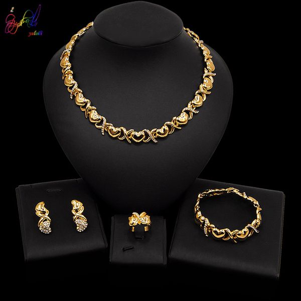 yulaili new fashion gold plated heart shape crystal necklace earrings bracelet ring for women wedding jewelry sets party gift, Silver
yulaili new fashion gold plated heart shape crystal necklace earrings bracelet ring for women wedding jewelry sets party gift, Silver