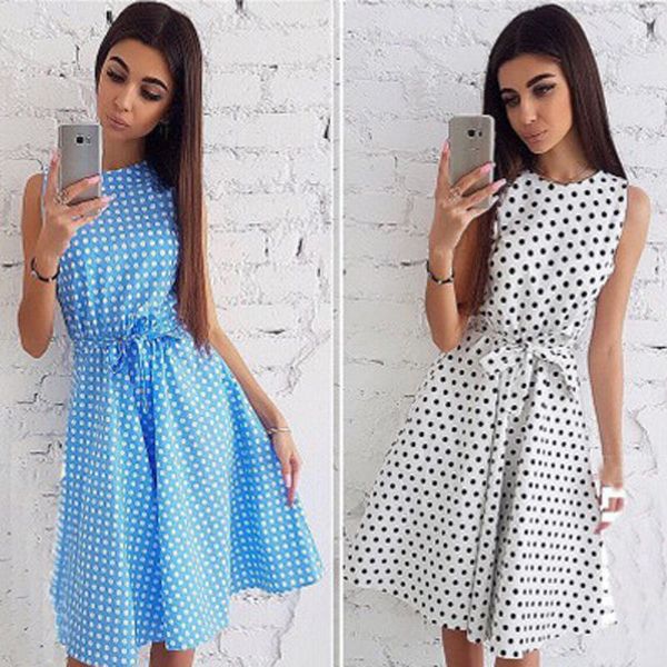 women's summer fashion casual wave point printing sleeveless round neck lace up big swing dress, Black;gray
women's summer fashion casual wave point printing sleeveless round neck lace up big swing dress, Black;gray