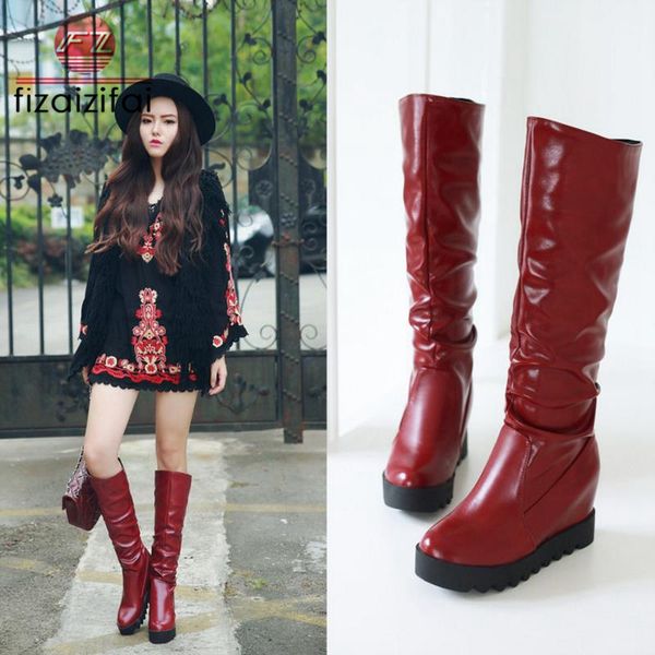 coolcept new women knee high boots warm fur platform pleated knee boots winter fashion shoes women footwear size 33-43, Black
coolcept new women knee high boots warm fur platform pleated knee boots winter fashion shoes women footwear size 33-43, Black